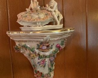 Dresden, Germany Porcelain Wall Sconce with Dresden Porcelain Figurines