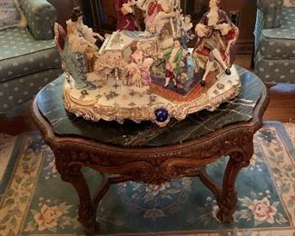 Large Volkstedt Porcelain Dresden Lace Figural Musical Scene