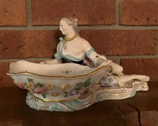 Antique Meissen Porcelain Germany Figure with Bowl