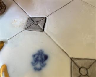 Large Volkstedt Porcelain Dresden Lace Figural Musical Scene