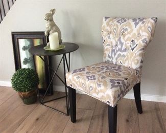 Parsons chair, metal table, art work ,accessories