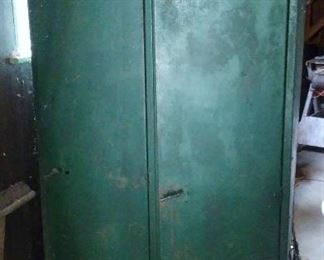 Vintage industrial painted metal locker.