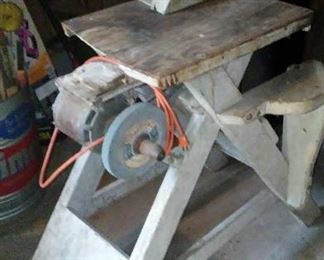 Home-made table saw. 