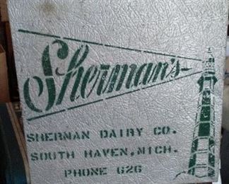 Vintage Sherman Dairy Co. of South Haven insulated aluminum milk/ice cream cooler.
