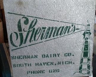 Vintage Sherman Dairy Co. of South Haven insulated aluminum milk/ice cream cooler. 