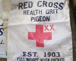 Vintage Red Cross woven polyester seed & feed bag.