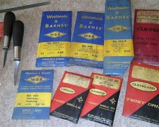 Vintage new-old-stock full packs of Whitman & Barnes, Cleveland and Cle-forge drill bits.