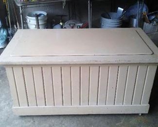 Vintage painted wooden storage chest or trunk. 