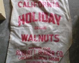 Vintage Holiday woven polyester seed & feed bag.