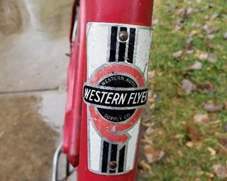 CU of vintage Western Flyer bike