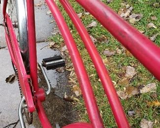CU of vintage Western Flyer bike frame