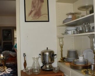 Coffee Server, C S, Art, Crate Barrel China, Serving Dishes, Glass Dish, Cream Sugar, Candle Holders, MCM Small Lamp, Art