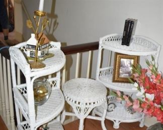 Wicker Corner Table, Decorator Items, Clocks, Wicker Stool, Glass Floral Vase