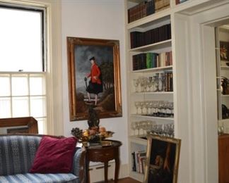 End Tables Area Rug Art Books Stemware, Scottish Ladd, Stemware, Books