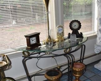 Glass Top Table, Clocks, Modern Lamp, Pottery, Anniversary Clock