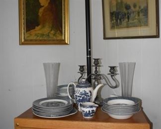 Vintage Blue Willow Dishes, Vase, Lamp, Art
