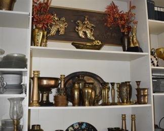 3 D Carved Wood Art, Candle, Sticks, Brass Items, Gorham Sterling Cup, Valero Cups Spain, Platter, Vases
