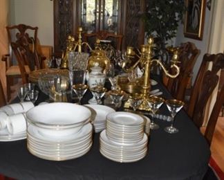 China, Candleoperas, Gold Trimmed Stemware, China Cabinet Table and Chairs, Asian Area Rug