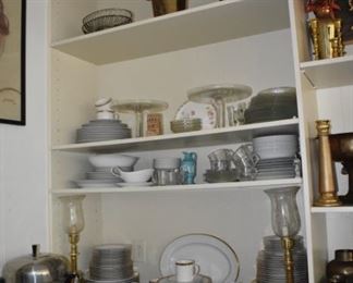 Set of China, Selb German China, Gibson, Pier I, and Crate and Barrel, JC England, Chocolate Pot by Nippon and one Silver trimmed China set by Mikasa