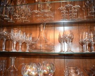 Stemware Every size and shape, Brandy, Marquerita's, Champagne, Water, Cordials & Wine Glasses. Decanters