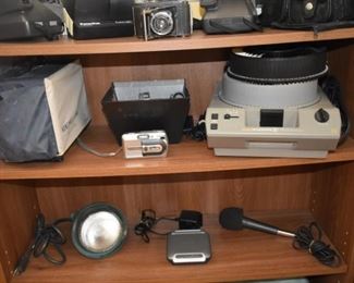 Poloraid Cameras, Bell Howell Projector, Cameras, Microphone, Pana Vue,