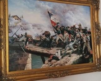 Battle Scene Large Oil Painting with Nice Frame