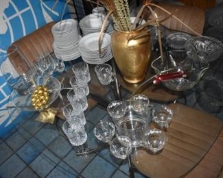 Glassware, China, Cups, Ice Bucket, Pesistal Dish