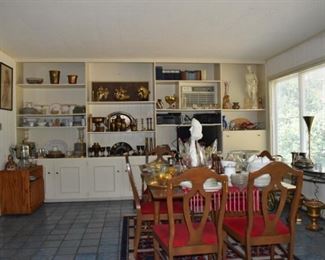 MCM Table and Overview of Four Season Room, Faberware Coffee Server, China, Brass, Art, Electronics, Statuary, Vases, Glass Table