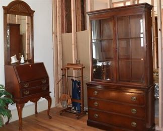 Mirror, Drop Leaf Desk, Men's Valet, Mahogany China Dresser, Silk Hankies, Ties
