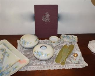 Roses of Yesterday Book, Antique Game Table Dresser Set