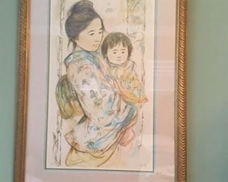 LITHOGRAPH BY HIBEL 37/355 "CHILDRENS DAY"  MATTED AND FRAMED 35"X24"