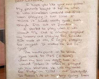 Judy Blume NOTE FOR UPRIGHT PIANO FOR SALE.