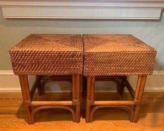 PAIR OF RATTAN STOOLS