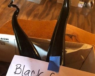 CHANDELIER WITH BLACK CRYSTAL SQUIGGLY PARTS
