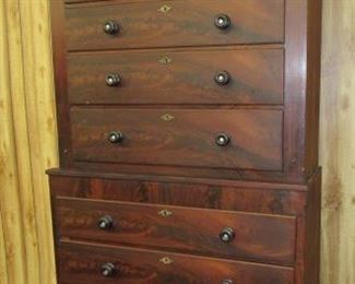 Early Burl Front Tall Chest
