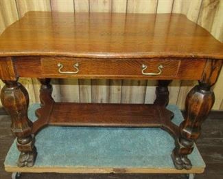 Oak Library Table w/Claw Feet