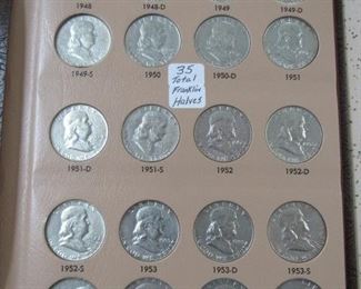 Album of 35 Franklin Half Dollars