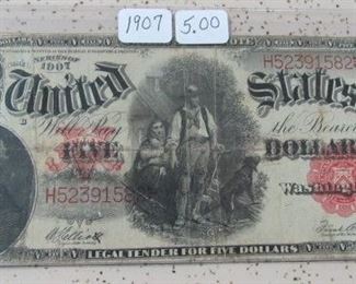 1907 $5.00 Wood Chopper Note