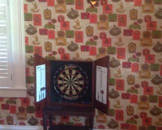 dartboard & deer antlers