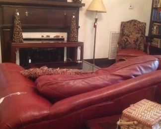 Taylor King couch, matching chair, books, etc
