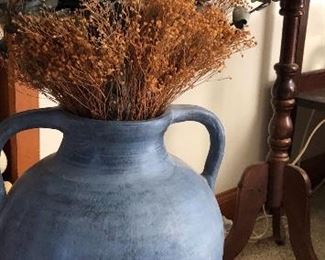Large blue foot vase