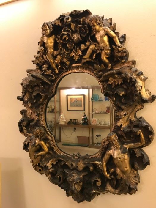 Huge Medieval (?) Inspired Mirror complete with Cherubs, a Satyr, a Lady and a Bull Head... AWESOME
