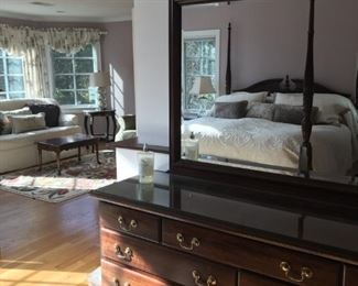 (1) Large bureau. (2) Couch. (3) Coffee table. (4) Medium rug.