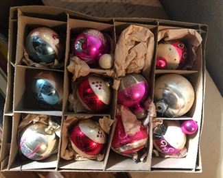Vintage Christmas ornaments several boxes