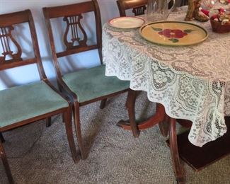 Nice early dining set with 6 lyre back chairs