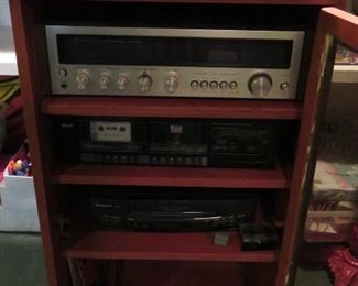 Stereo equipment - Sony CD changer, Technics turntable, Teac, and Kenwood receiver