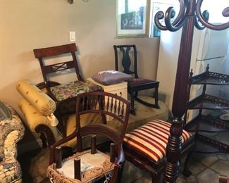 Antique chairs and misc