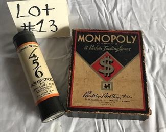Vintage Pick up sticks and Monopoly game