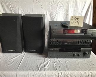 Kenwood 5 Disc Changer, surround sound receiver, equalizer, pair of pioneer speakers