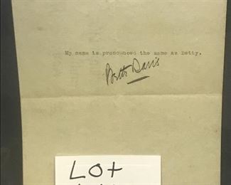 Bette Davis Signed letter